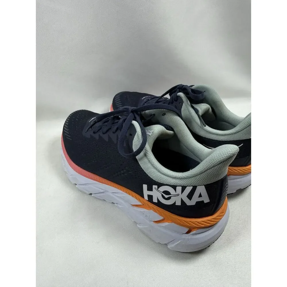 HOKA Clifton 7 Wide Women’s Running Shoes Navy Orange US 9D EU 41⅓